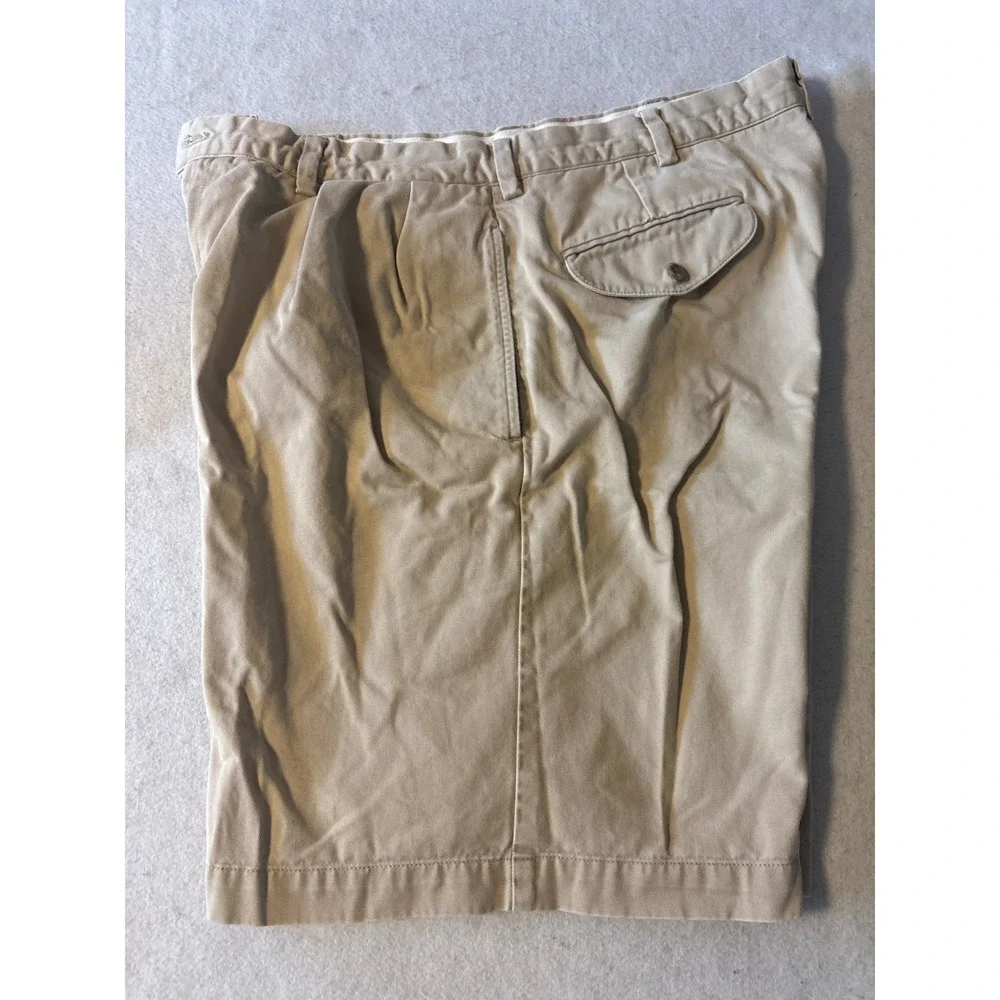 Polo Golf Ralph Lauren Pleated Shorts Mens 40 Khaki Tan Good Classic Crest Patch
